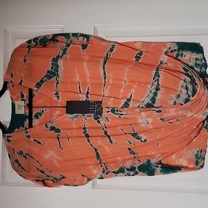 Tie-Dye Orange and Seafoam Green Blouse